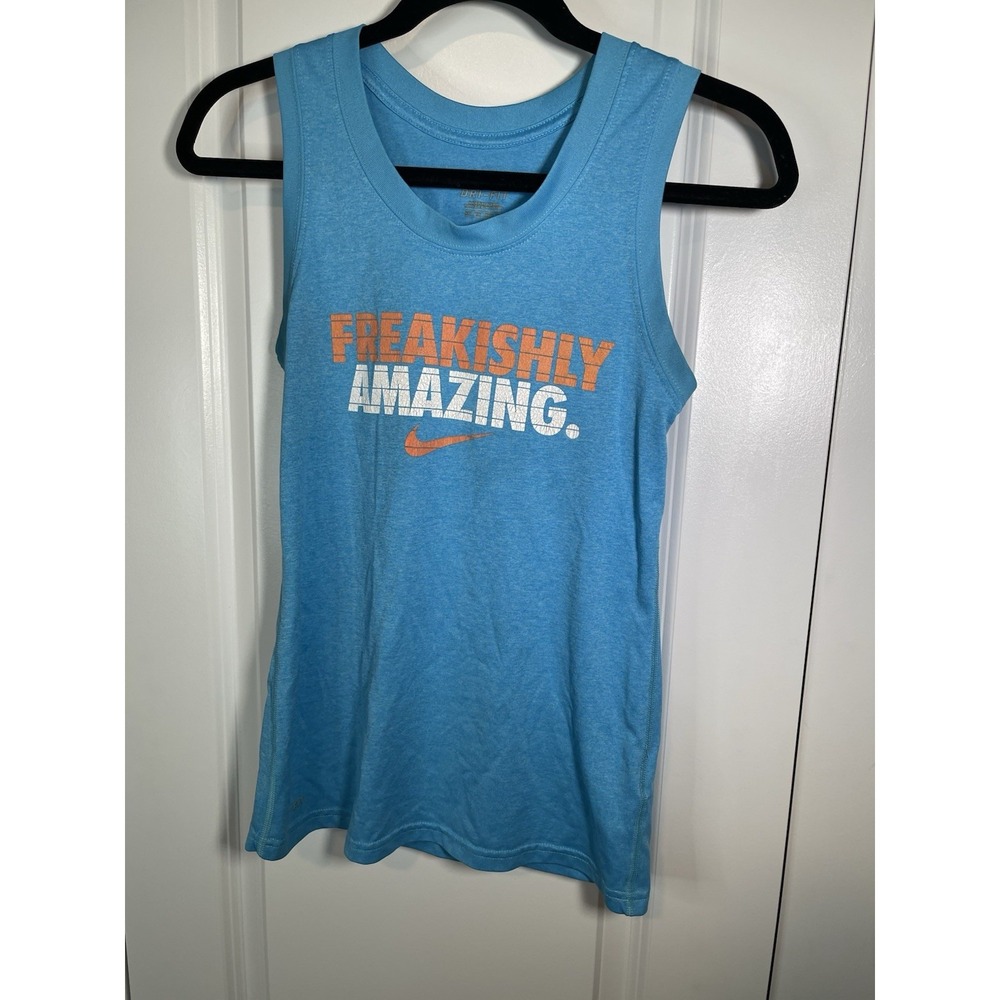 Womens Blue &‎ Orange Nike Dri Fit Tank Top Shirt Size XS Freakishly Amazing EUC